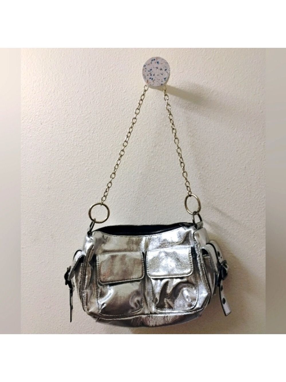 New!! Pull&Bear Silver Stylish Bag With Silver Chain Strap